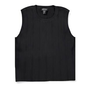 RACHEL ZOE Ribbed Knit Tank Top Black TEXTURED CREPE Crew Neck Sweater SIZE XL